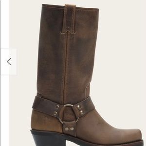 Green leather harness boots